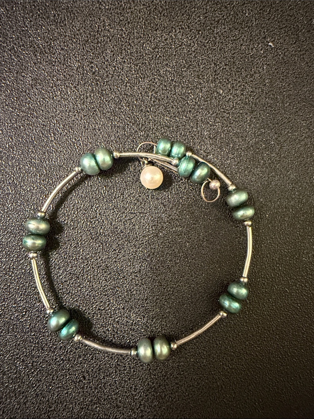 Vantel Pearls Teal-Green Pearl & Silver Accent Bracelet